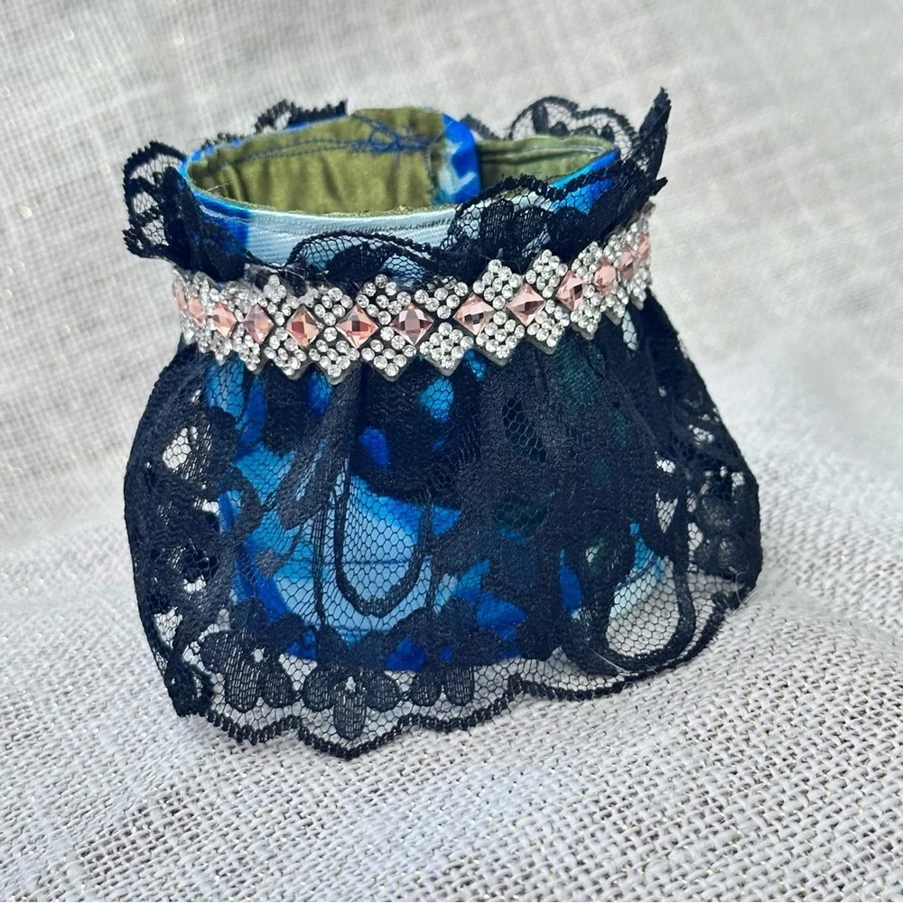 RUBYRUDI Cuff Bracelet Handcrafted OOAK Fabric Embellished Artisan Wearable Art